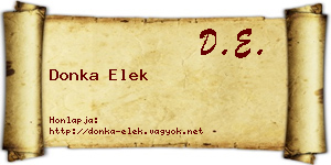 Donka Elek névjegykártya